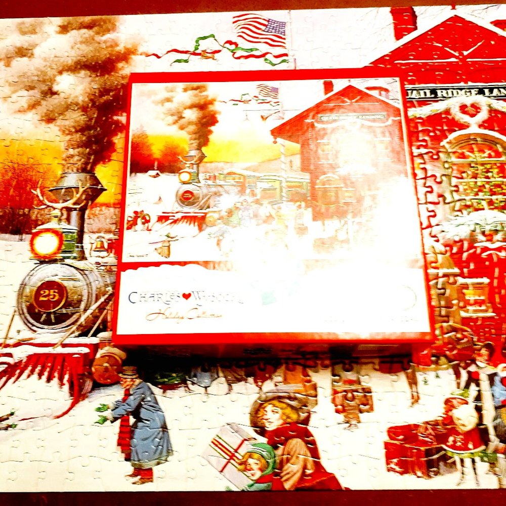 Buffalo Charles Wysocki Jigsaw Puzzle Whistle Stop Christmas 500 Pieces Complete